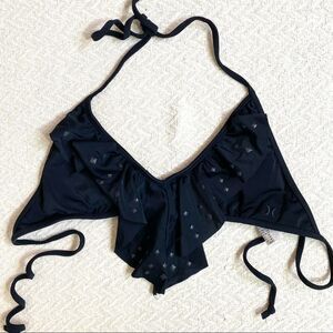 HURLEY Black Fringed Triangle String Bikini Top - Size Small